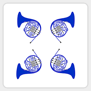 French Horn Pattern blue and white Sticker